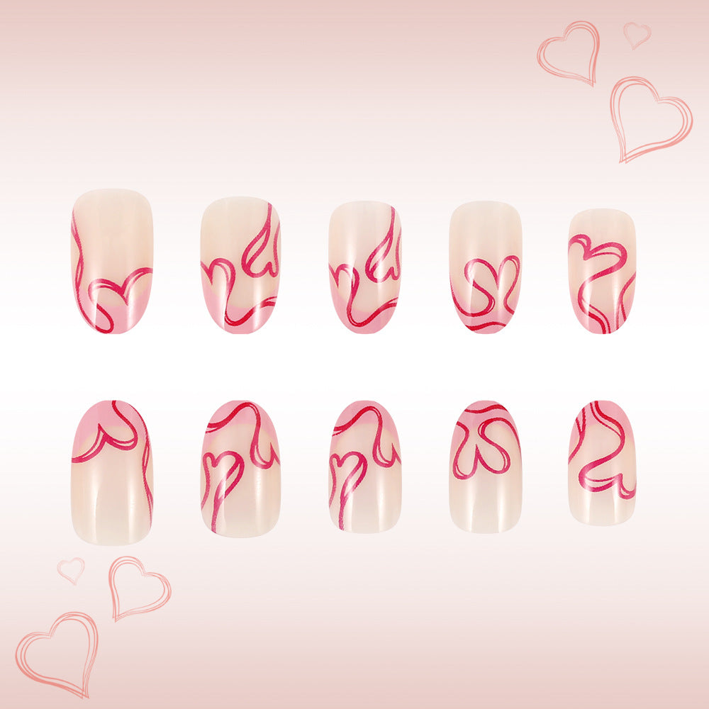 Romantic Heart-Designed Press-On Nails Kalsten