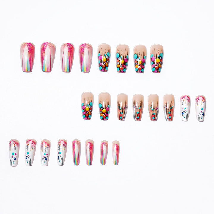 Creative artificial nails with intricate gradient and dot design Kalsten