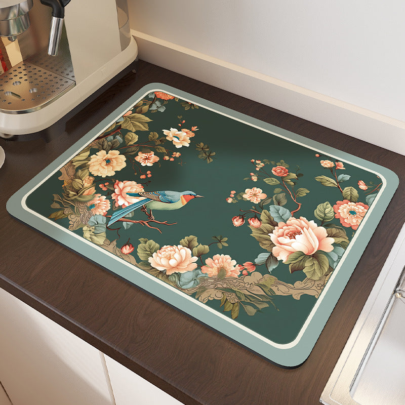 Floral Pattern Kitchen Drain Mat Kalsten