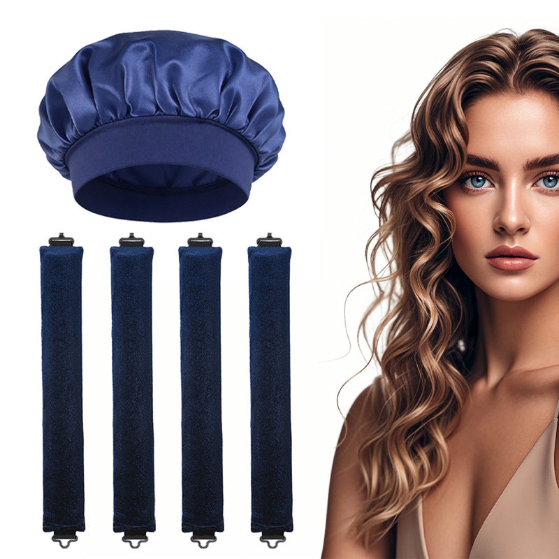 Satin Sleep Cap and Hair Rollers