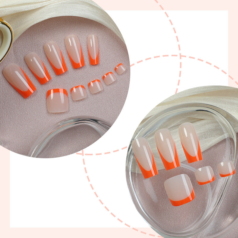 Decorative Press-On Nail Set with Geometric Design kalsten