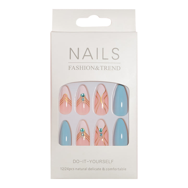 Artistic Press-On Nail Set with Elegant Detailing Kalsten
