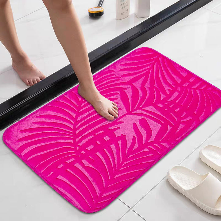 Tropical Leaf Design Memory Foam Bath Mat Kalsten