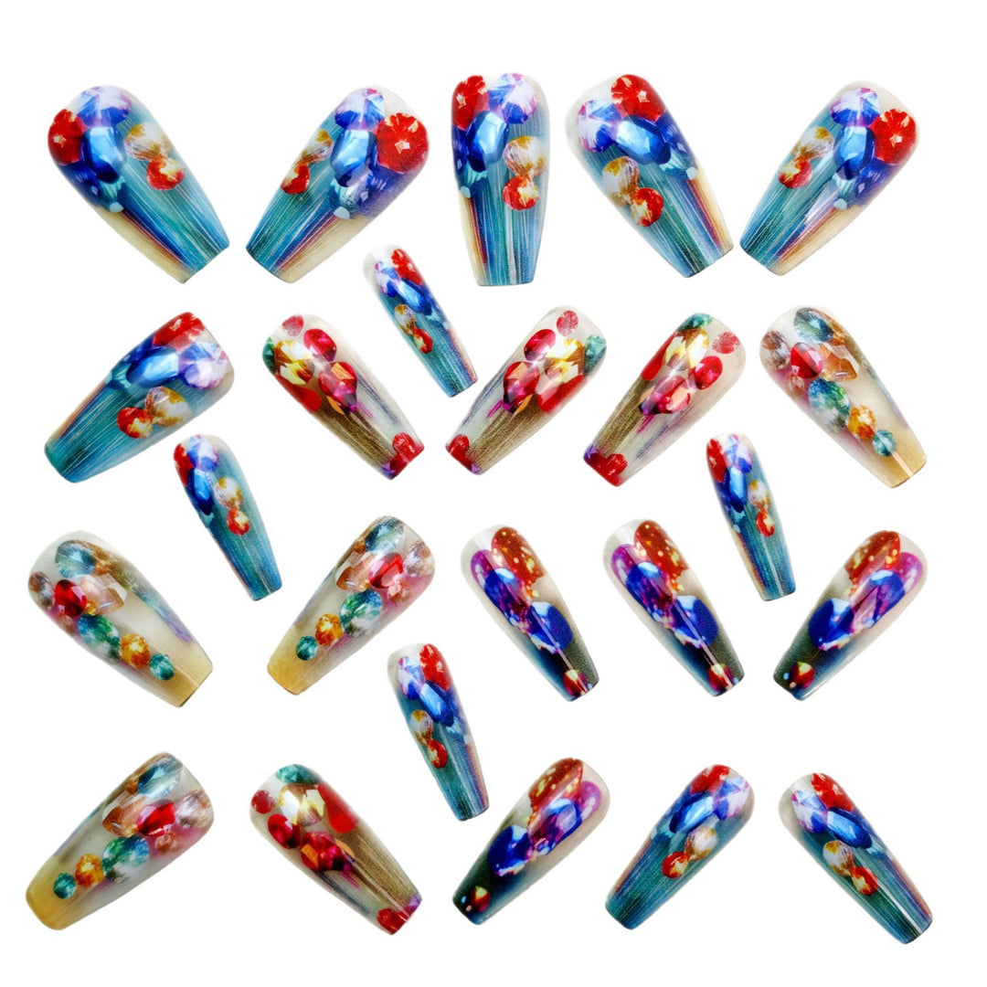 Artificial nails with sparkling crystal decorations Kalsten