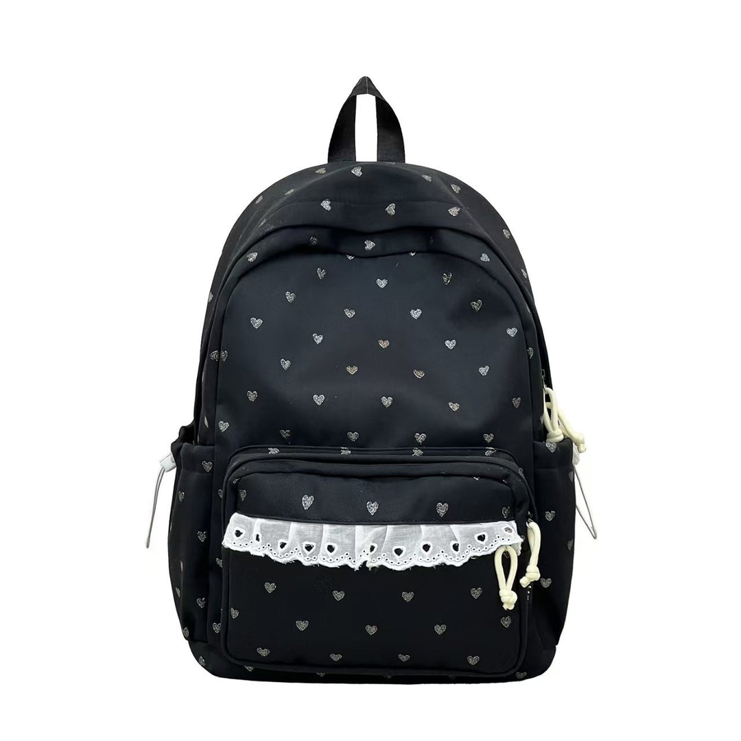 Backpack with Fine Heart Motif and Delicate Lace Appliqué Kalsten