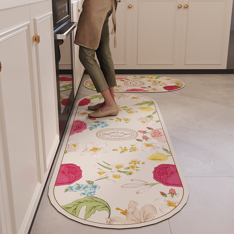 Floral Pattern Decorative Kitchen Mat