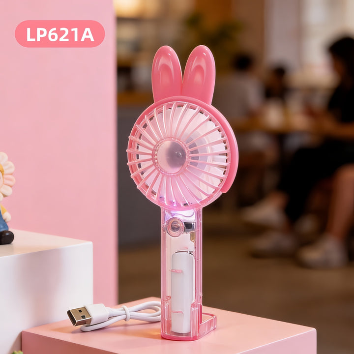 Women's Portable Handheld Fan with LED Lighting and Spray Function Kalsten