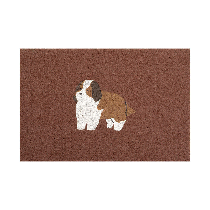 Coconut doormat with vertical striped structure and playful dog motif Kalsten