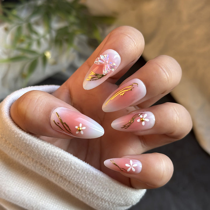 Elegant Floral-Themed Press-On Nail Art Kit Kalsten