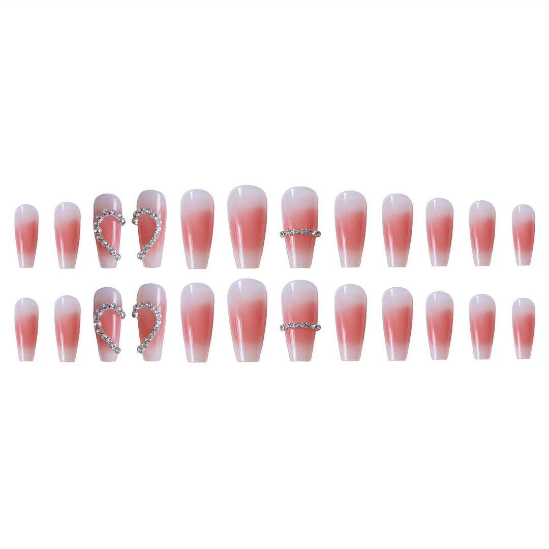 Heart-Embellished Press-On Nail Art Set Kalsten