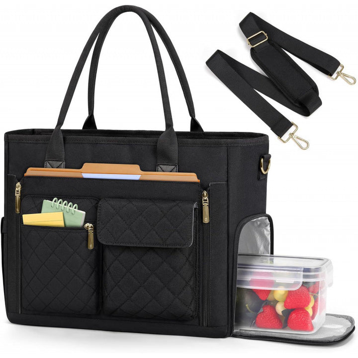 Multifunctional tote bag with structured interior layout and removable compartments Kalsten