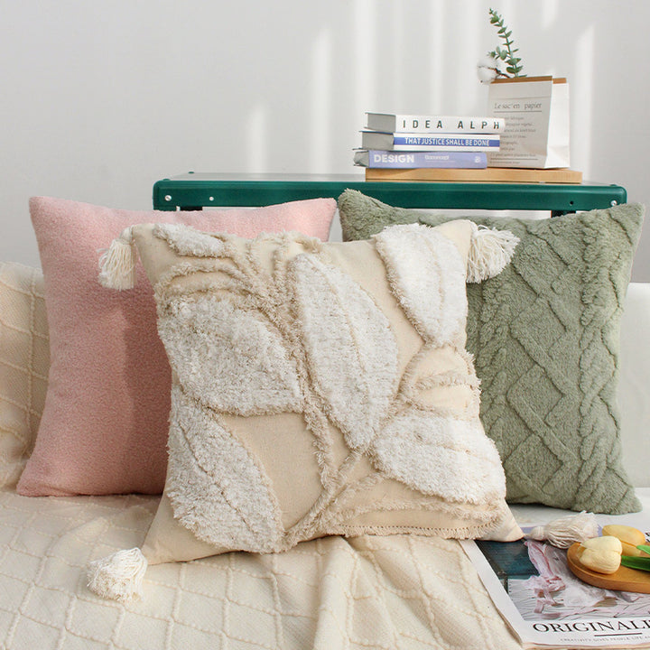 Square bouclé decorative cushion cover with soft teddy texture and concealed zipper Kalsten
