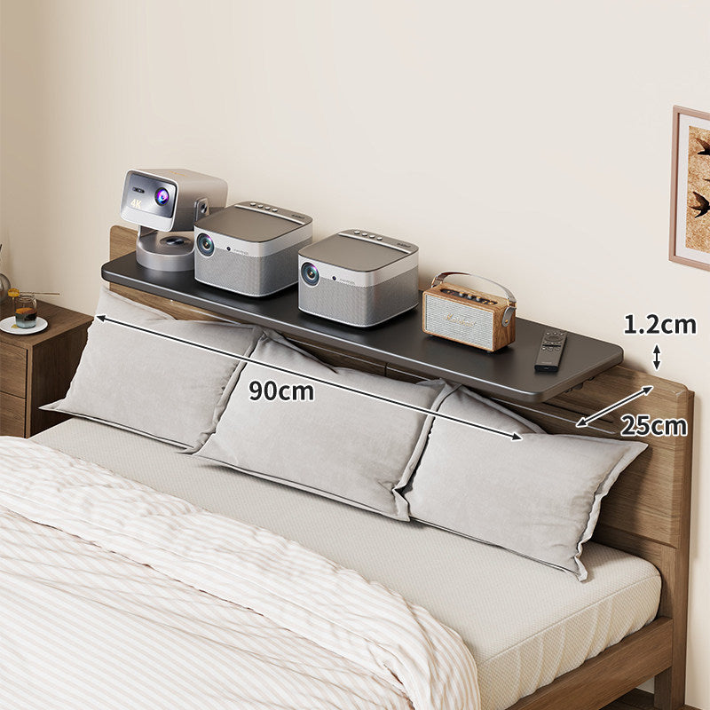 Headboard-Mounted Floating Bedside Shelf for Projectors and Devices
