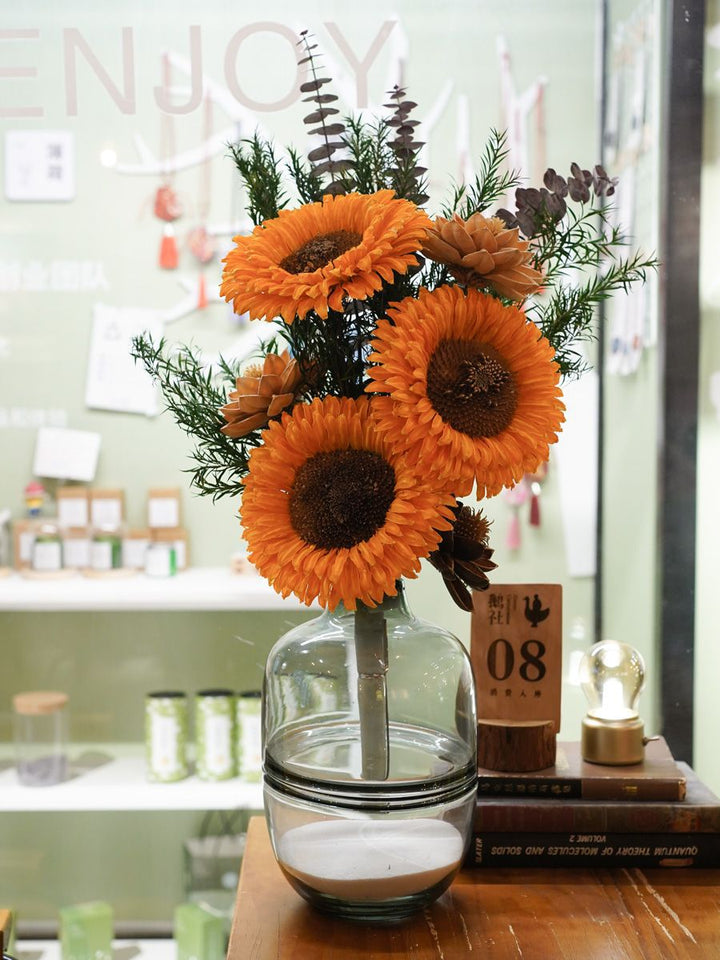 Dried Flower Bouquet with Sunflower and Pine Cone Accents