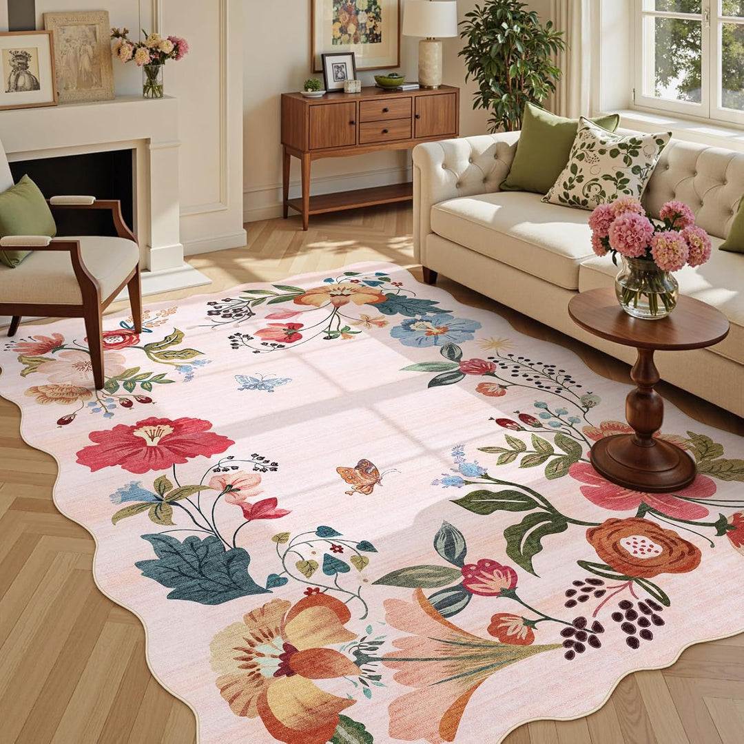 Floral Print Area Rug