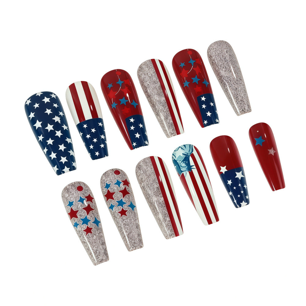 Festive artificial nails with patriotic motifs Kalsten