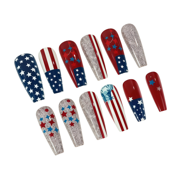 Festive artificial nails with patriotic motifs Kalsten