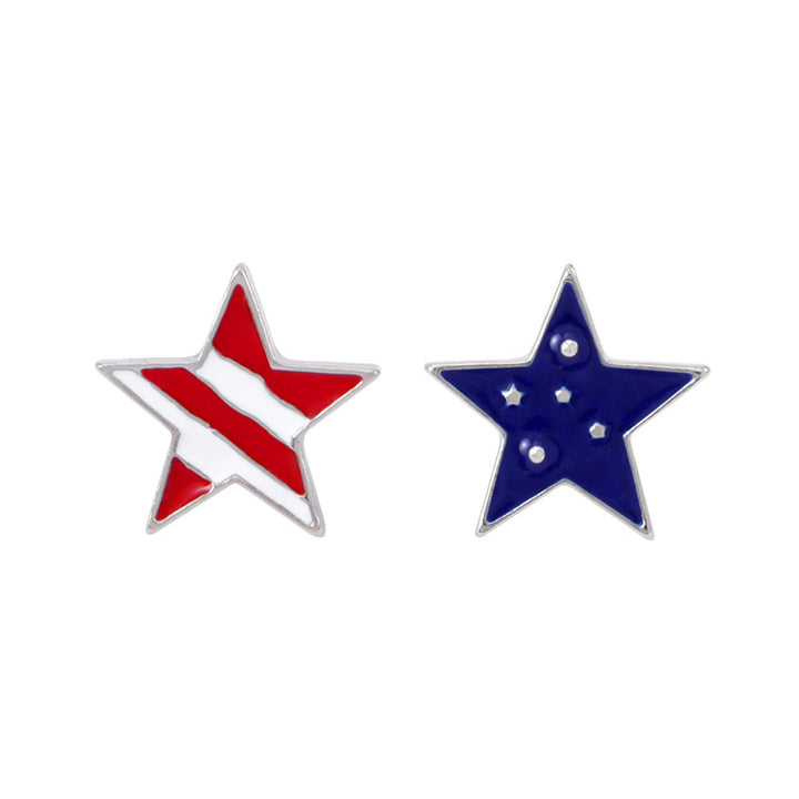 Women's star-shaped enamel earrings with USA flag motif and gold-plated fish Kalsten
