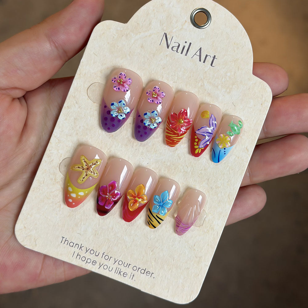 Creative Floral Embellished Press-On Nail Collection Kalsten