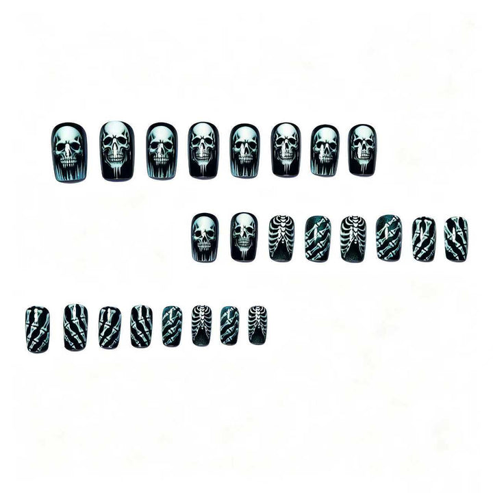 Creative artificial nails in spooky skull design Kalsten