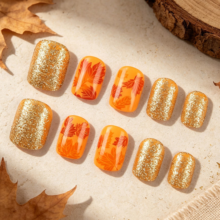 Autumn Leaf Press-On Nail Art Kalsten