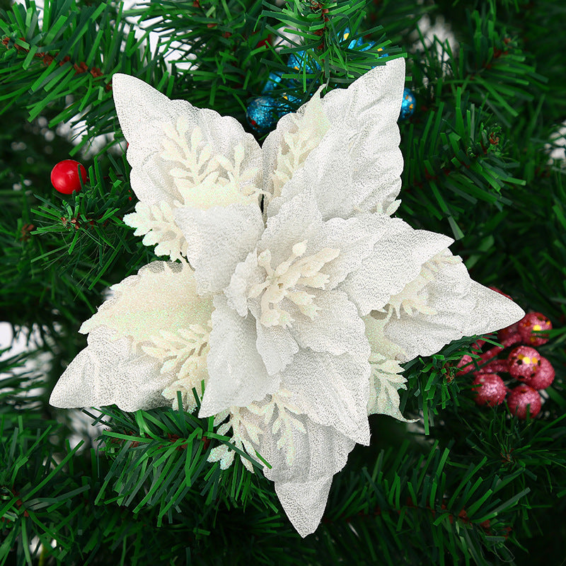 Decorative Glittering Poinsettia Flower Ornament Kalsten