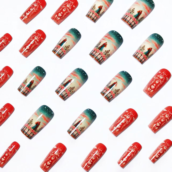 Artificial nails with Romantic Couple motif Kalsten