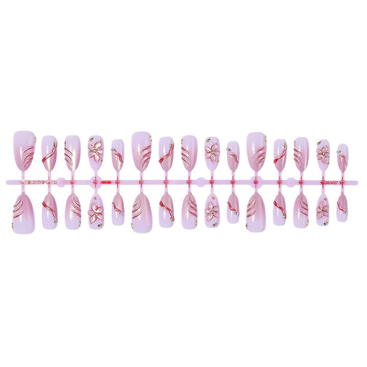 Acrylic nail set with elegant flower and glitter patterns Kalsten