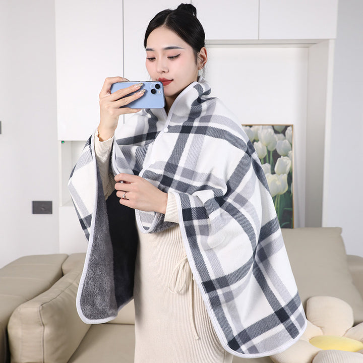Women’s stylish hooded blanket with checkered pattern Kalsten