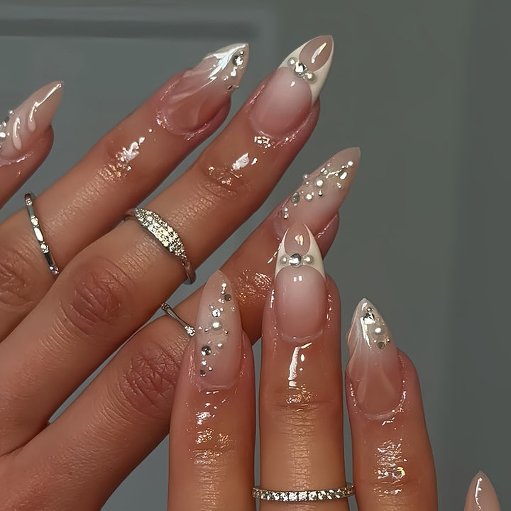 Premium Rhinestone-Embellished Stiletto Press-On Nails Kalsten