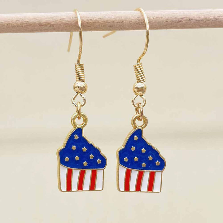 Women's filigree drop earrings with enameled flag pendants and metal hook closure Kalsten