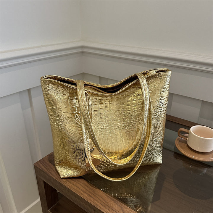 Elegant Crocodile-Pattern Tote Bag