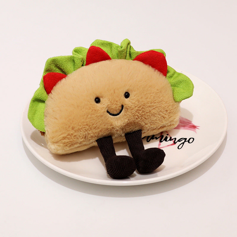 Plush Taco Character Sitting Toy with Dangling Corduroy Legs Kalsten