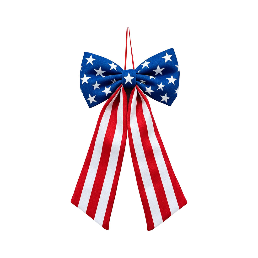 Unisex satin decorative bow pendant with long ribbon and hanging loop Kalsten