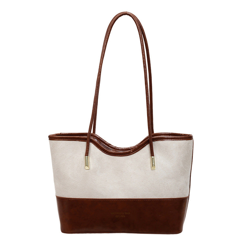WoStylish Suede and Leather Shoulder Tote Bag Kalsten