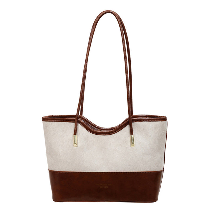 WoStylish Suede and Leather Shoulder Tote Bag Kalsten