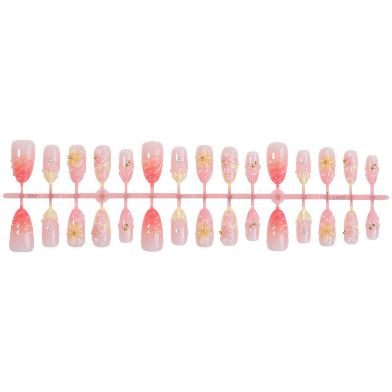 Elegant artificial nail set with floral and glamorous accents Kalsten