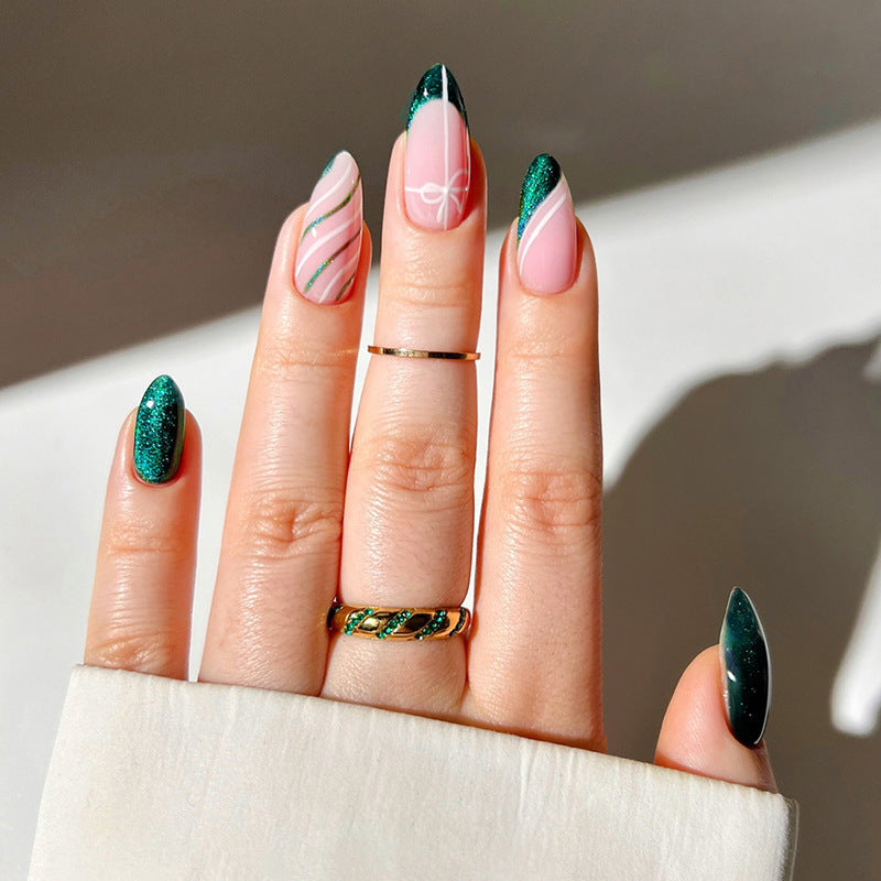 Creative nail set with glitter and marbling effect Kalsten