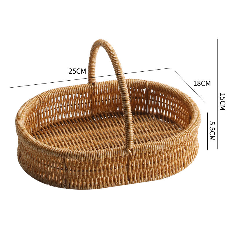Decorative Woven Storage Basket with Mushroom Emblem Kalsten