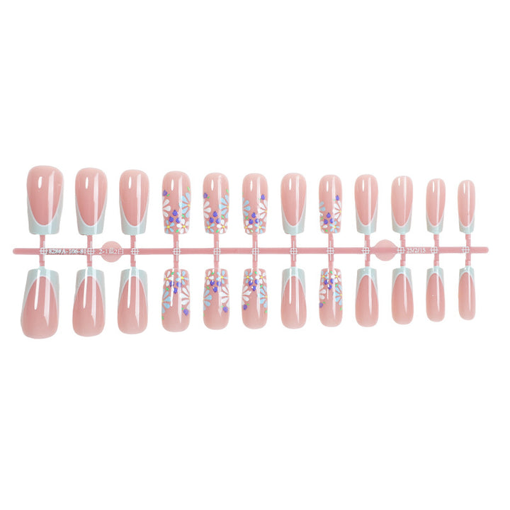 Decorative Press-On Nail Set with Floral and Glossy Accents kalsten