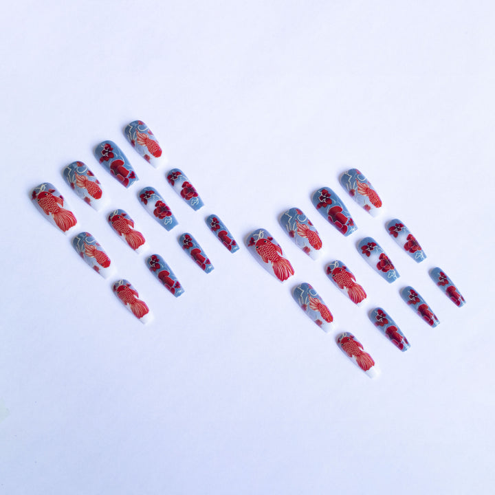 Artistic Floral and Fish Nail Art Kit