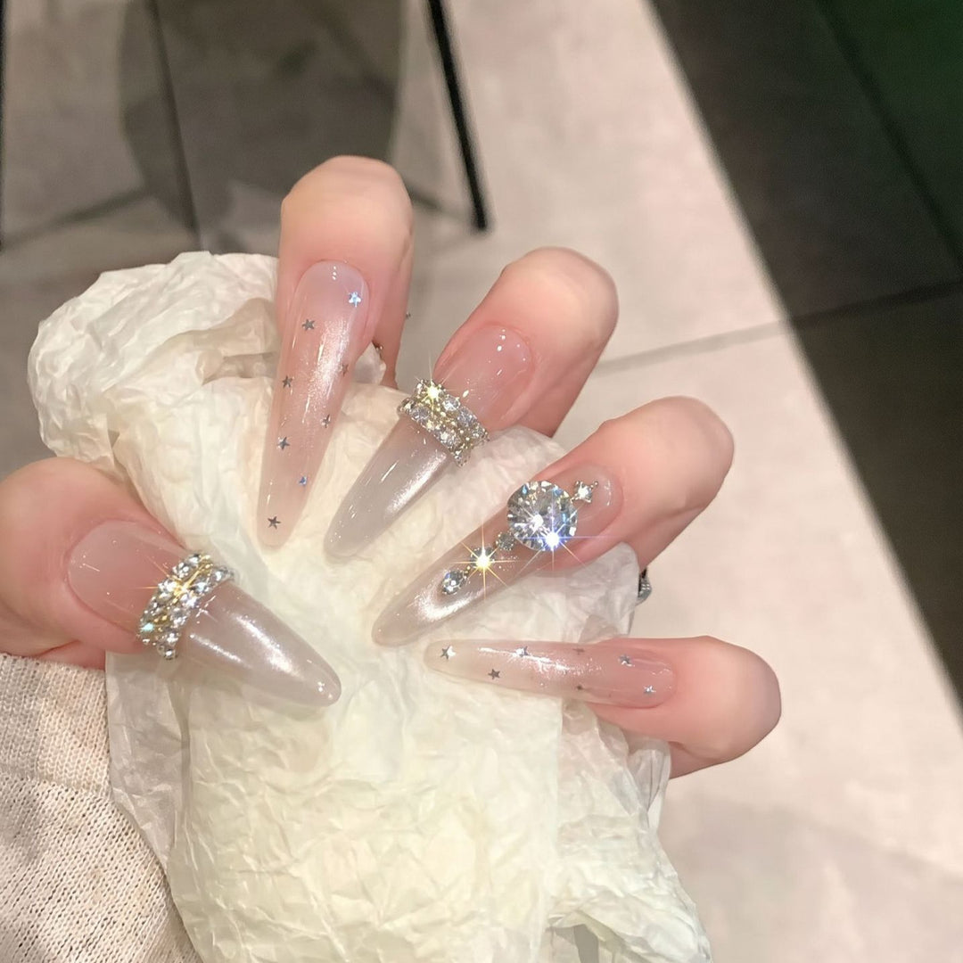 Premium Rhinestone-Embellished Stiletto Press-On Nails Kalsten