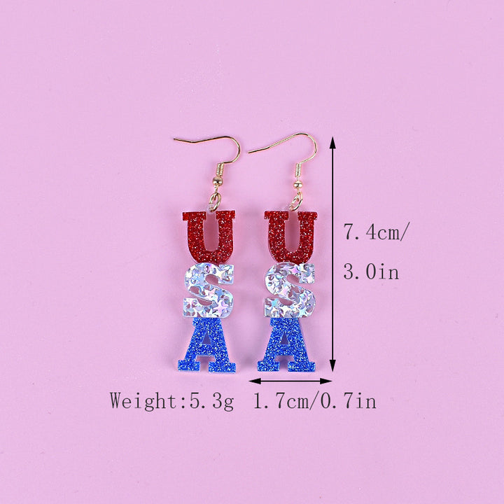 Women's long star pendant earrings made of glitter resin with three-tier chain suspension and fishhook Kalsten