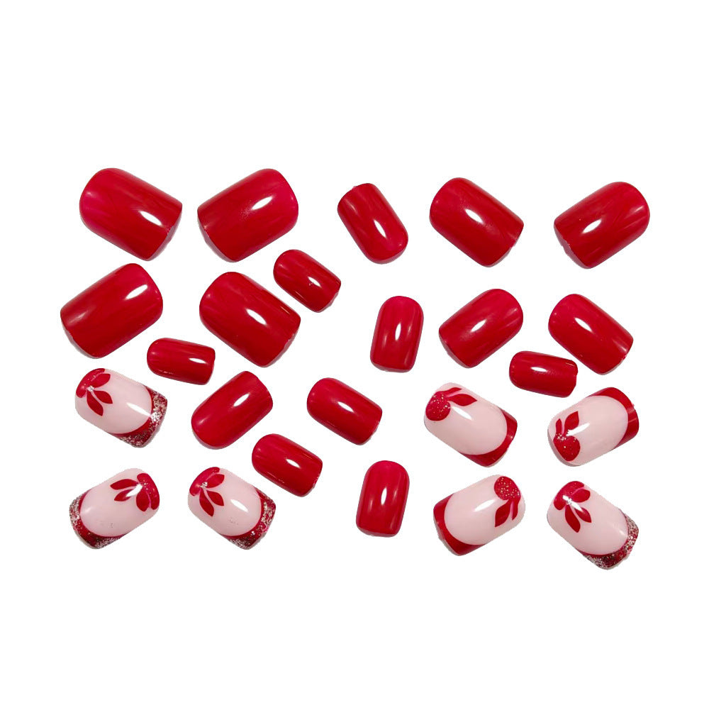 Artificial nails with floral design and elegant glitter details Kalsten