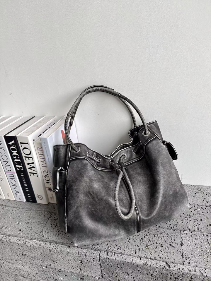 Distressed Leather Slouchy Tote