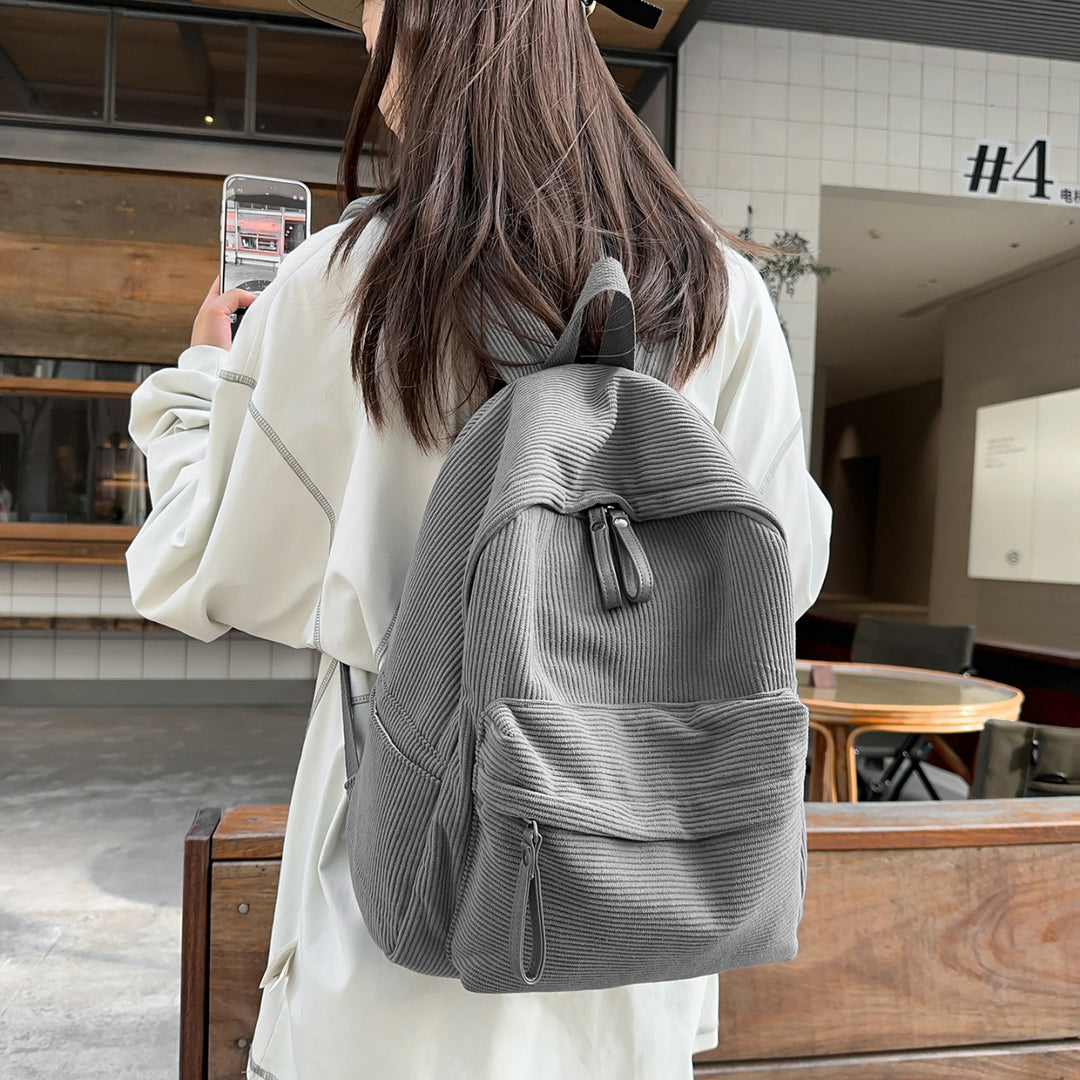 Textured Fabric Casual Backpack Kalsten