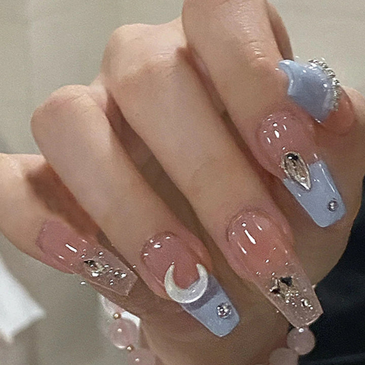 Artificial art nails with heart and glitter elements Kalsten
