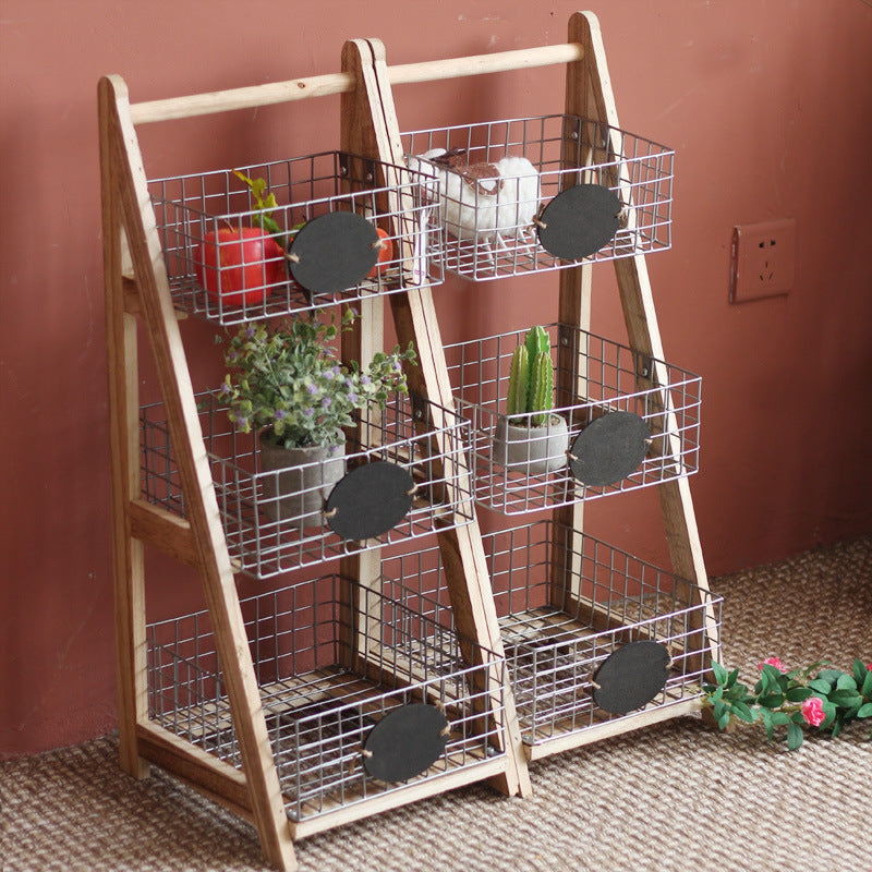 Practical stair shelf with wire baskets Kalsten