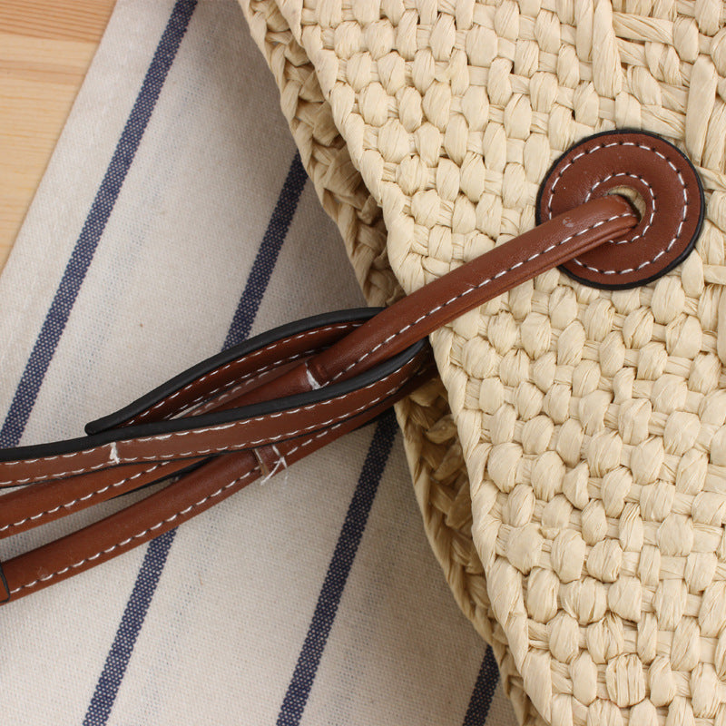 Braided Beach Bag with Elegant Leather Handles Kalsten