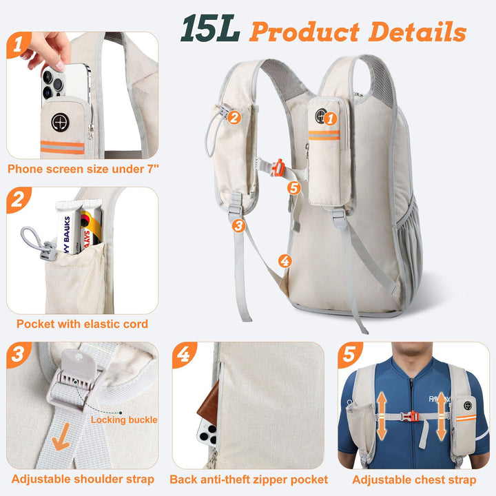 Versatile sports backpack with drink holder and safety compartment Kalsten